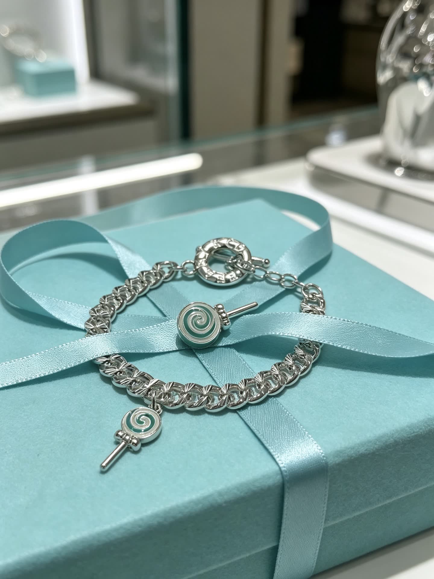 Tiffany & Co. Sterling Silver Bracelet with Lollipop Charm